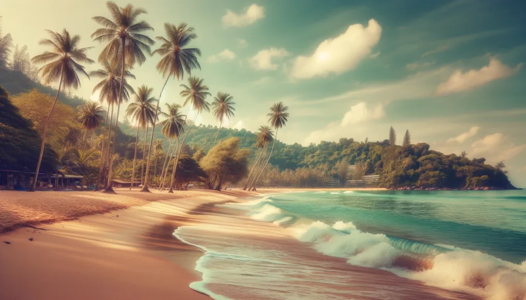 A serene beach scene at Kamala Beach in Phuket